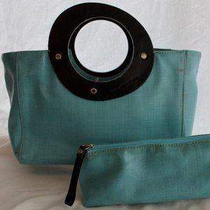Kate Spade Blue Handbag + Cosmetic Case